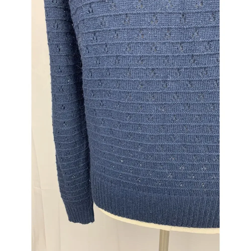 J Crew Women’s Pointelle Crew Neck Sweater Navy Blue M